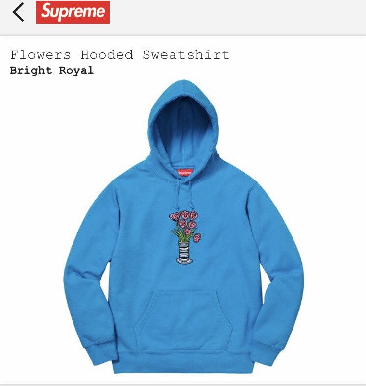 Pre-owned Supreme Flowers Hooded Sweatshirt Bright Royal, ModeSens