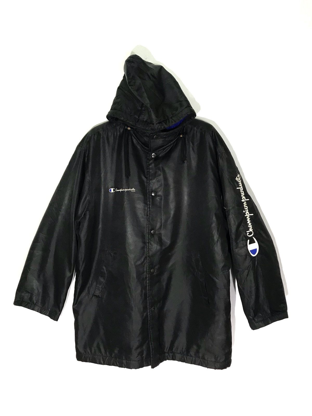 Champion × Vintage Champion Products Spell Out Embroidered Hooded Long Jacket Size US L / EU 52-54 / 3 - 2 Thumbnail