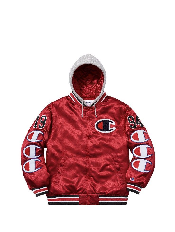 お1人様1点限り】 Champion Satin Hooded Satin Jacket Varsity ...