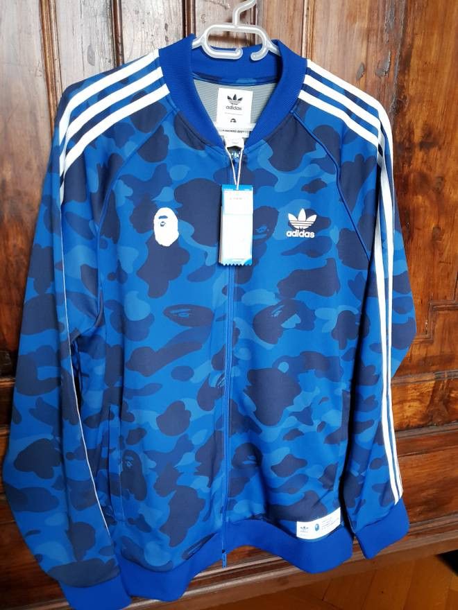 Adidas blue camo tracksuit sales