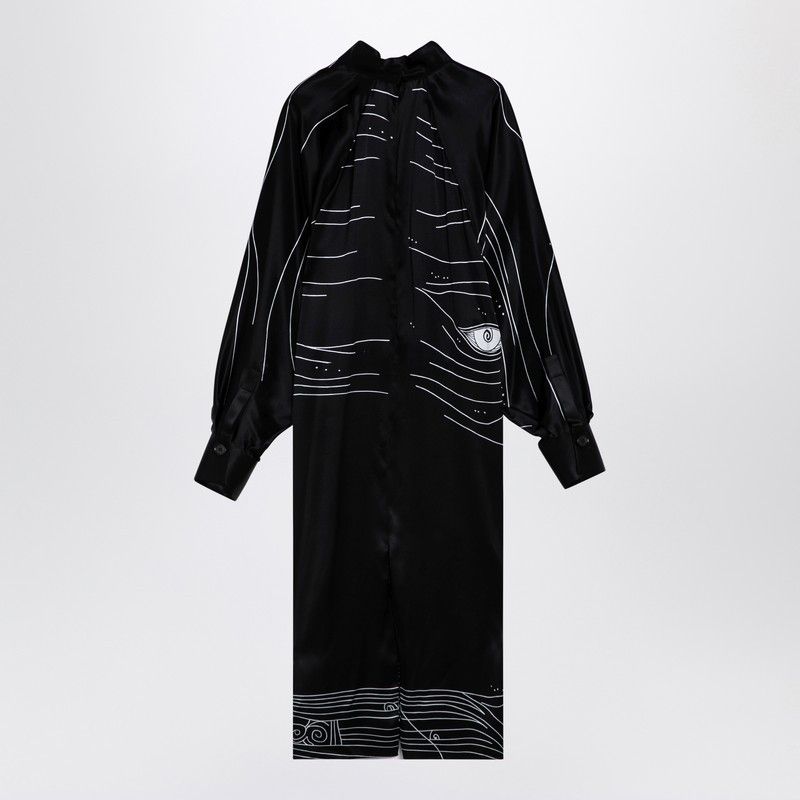 Salvatore Ferragamo Ferragamo Black Silk Satin Midi Dress Size ONE SIZE - 2 Thumbnail