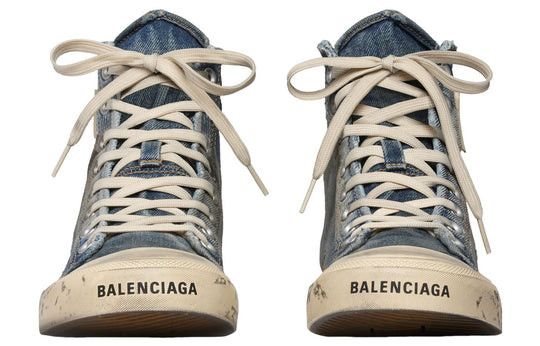 Balenciaga Paris High Top Sneakers 'Blue Destroyed Denim and Rubber' Size US 6 / IT 36 - 3 Thumbnail