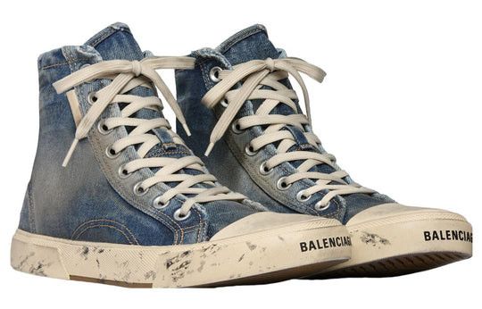 Balenciaga Paris High Top Sneakers 'Blue Destroyed Denim and Rubber' Size US 8 / IT 38 - 2 Thumbnail