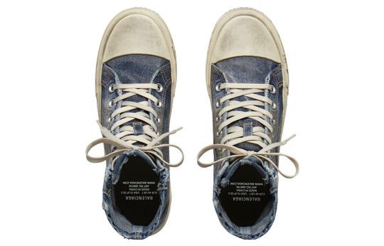 Balenciaga Paris High Top Sneakers 'Blue Destroyed Denim and Rubber' Size US 8 / IT 38 - 4 Thumbnail