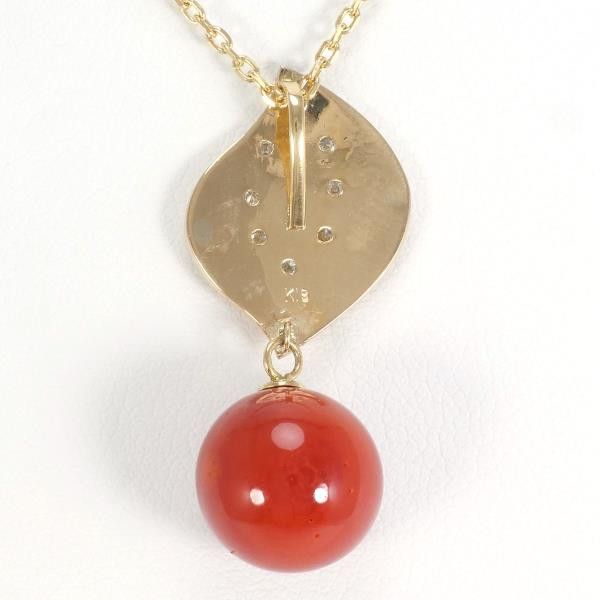 Other Other K18 Yellow Gold Coral Necklace Metal Necklace in Excellent Condition Size ONE SIZE - 4 Thumbnail