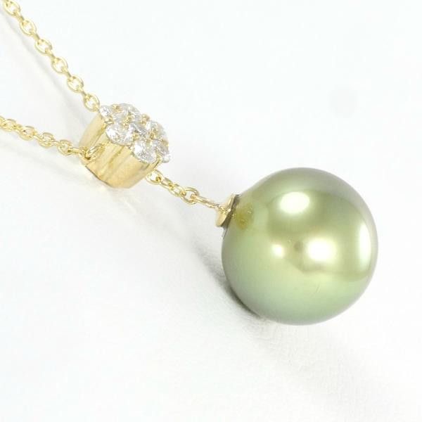 Other Other K18 Yellow Gold Pearl Diamond Necklace Metal Necklace in Excellent Condition Size ONE SIZE - 2 Thumbnail