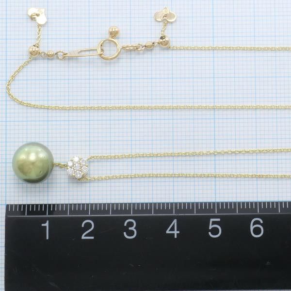 Other Other K18 Yellow Gold Pearl Diamond Necklace Metal Necklace in Excellent Condition Size ONE SIZE - 5 Thumbnail