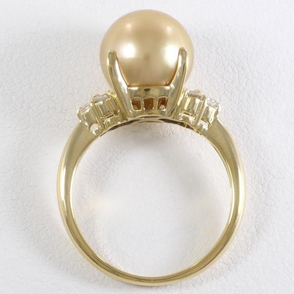 Other Other K18 Yellow Gold Ring with 10mm Pearl and Diamond Metal Ring in Excellent Condition Size ONE SIZE - 2 Thumbnail