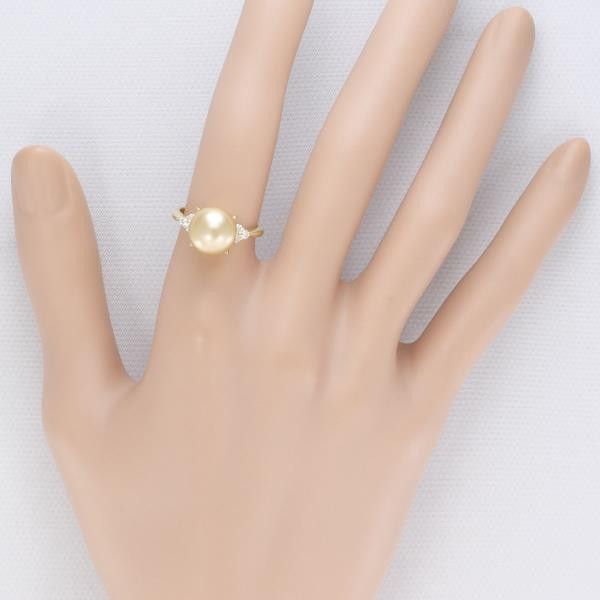 Other Other K18 Yellow Gold Ring with 10mm Pearl and Diamond Metal Ring in Excellent Condition Size ONE SIZE - 3 Thumbnail