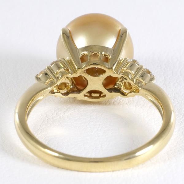 Other Other K18 Yellow Gold Ring with 10mm Pearl and Diamond Metal Ring in Excellent Condition Size ONE SIZE - 4 Thumbnail