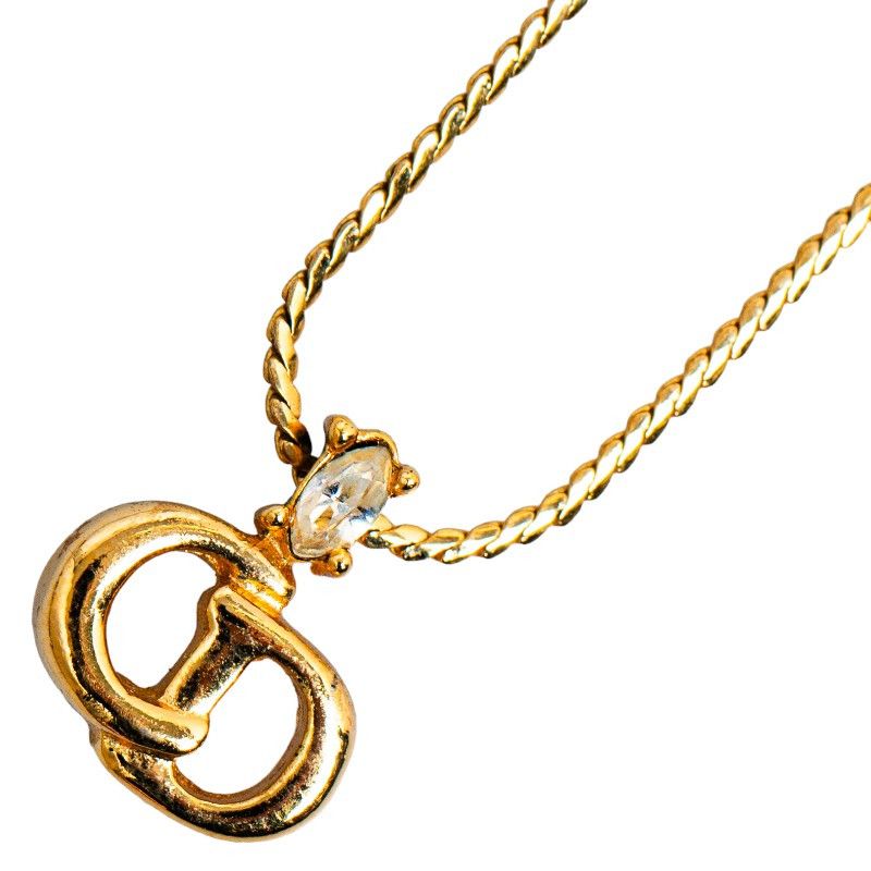 Other Other Dior CD Logo Chain Necklace Gold Plated Rhinestones Metal Necklace in Great Condition Size ONE SIZE - 2 Thumbnail