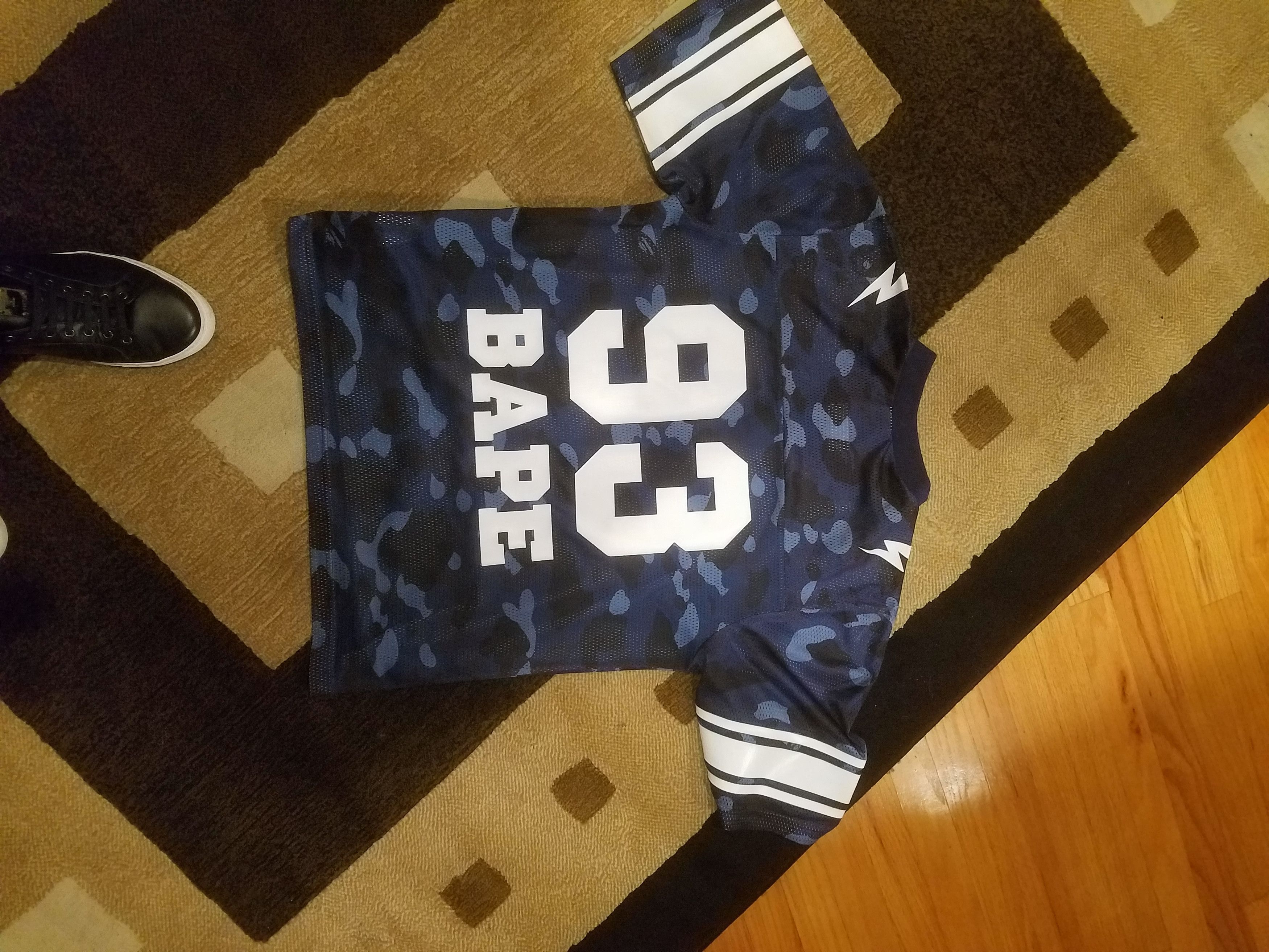 Bape Blue Camo Football Jersey Size L 9/10 Condition 100