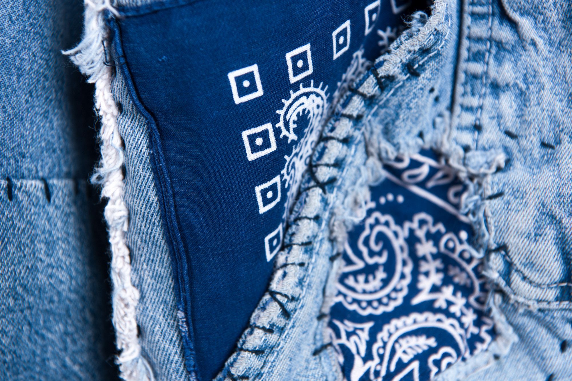 Greg Lauren GREG LAUREN 50/50 DENIM DESTROYED PATCHWORK bandana Size US S / EU 44-46 / 1 - 19 Thumbnail