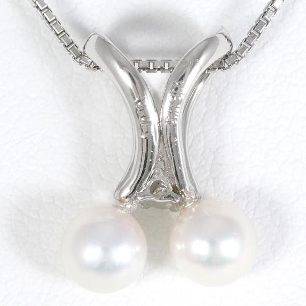Other Other K18 White Gold Pearl Necklace with Diamond Metal Necklace in Excellent Condition Size ONE SIZE - 4 Thumbnail