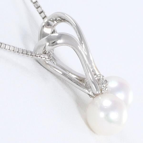 Other Other K18 White Gold Pearl Necklace with Diamond Metal Necklace in Excellent Condition Size ONE SIZE - 2 Thumbnail