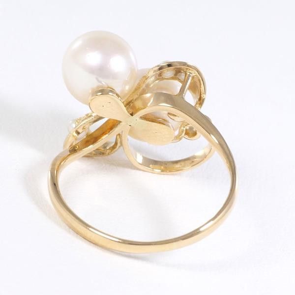 Other Other K18 Yellow Gold Pearl Ring 9号 Metal Ring in Excellent Condition Size ONE SIZE - 4 Thumbnail