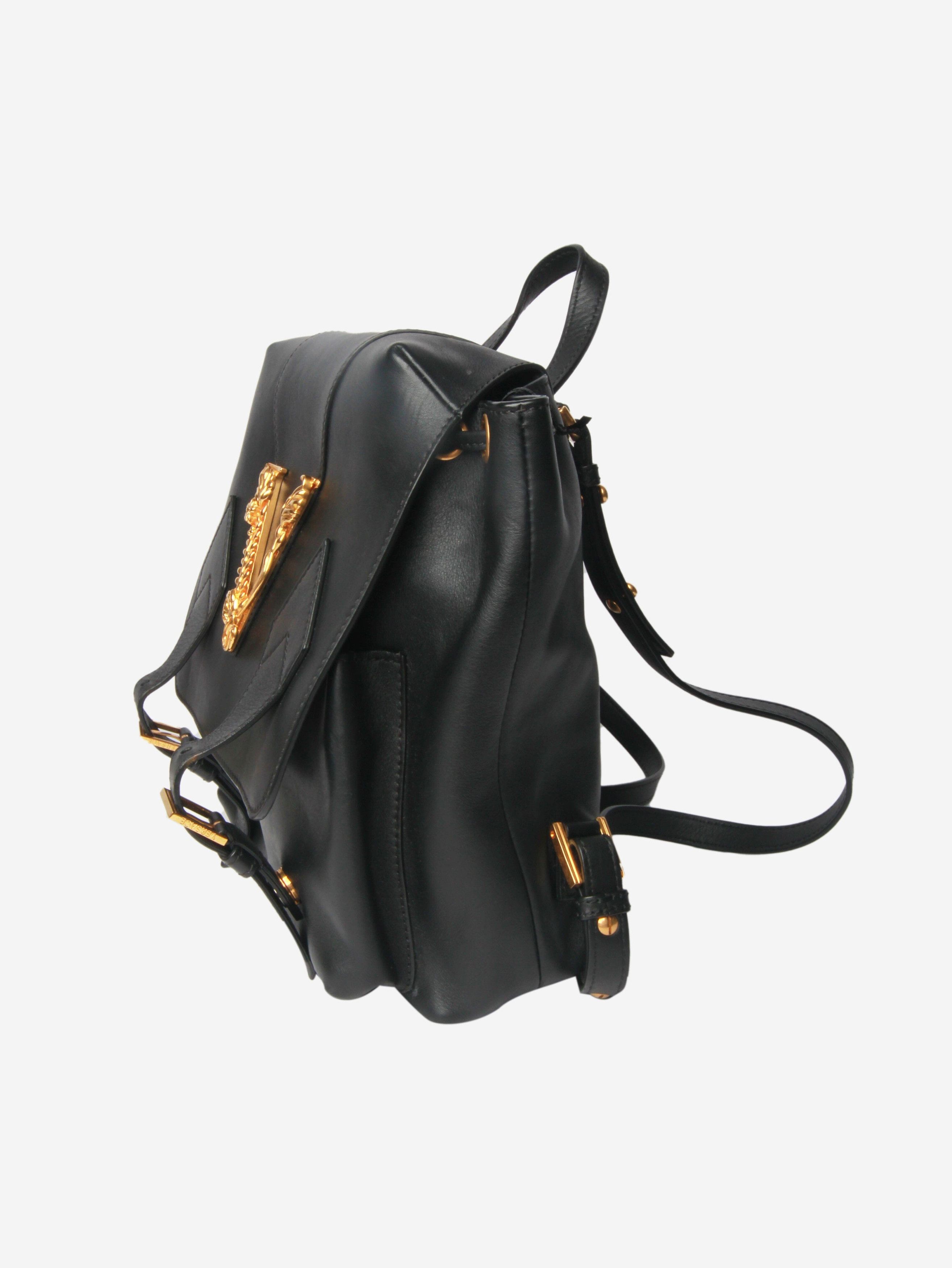 Versace Black leather backpack Grailed