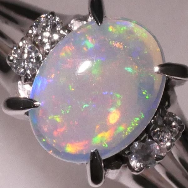 Other Other PT900 Platinum Opal Diamond Ring Metal Ring in Excellent Condition Size ONE SIZE - 8 Thumbnail