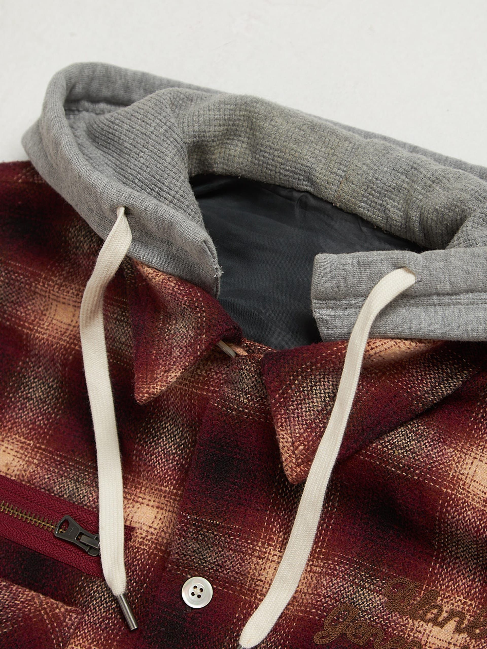 Number (N)ine Red Checkered Polyester Hood Overshirt Size US L / EU 52-54 / 3 - 3 Thumbnail