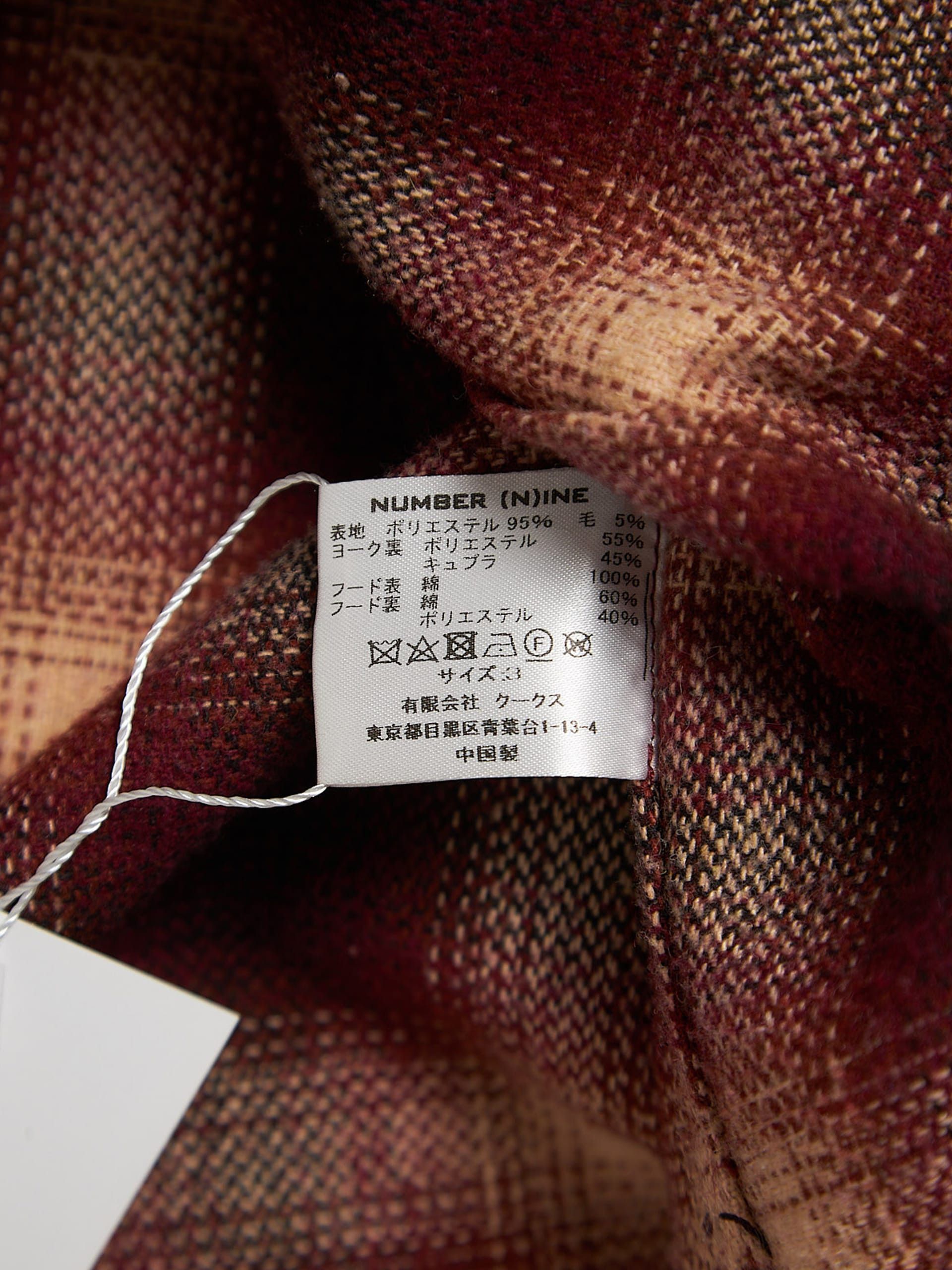 Number (N)ine Red Checkered Polyester Hood Overshirt Size US L / EU 52-54 / 3 - 4 Thumbnail