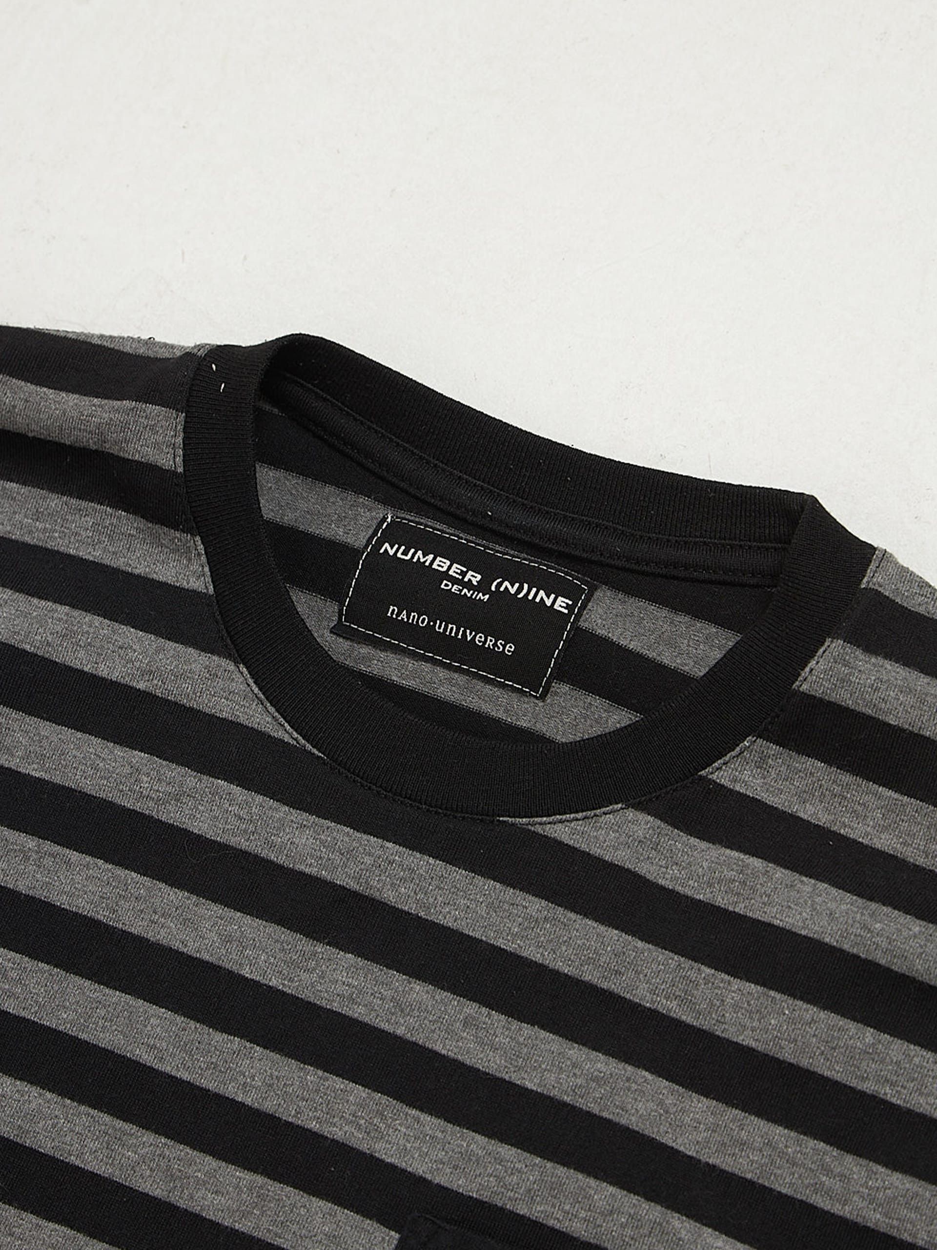 Number (N)ine Black Gray Striped Polyester Longsleeve Size US M / EU 48-50 / 2 - 3 Thumbnail