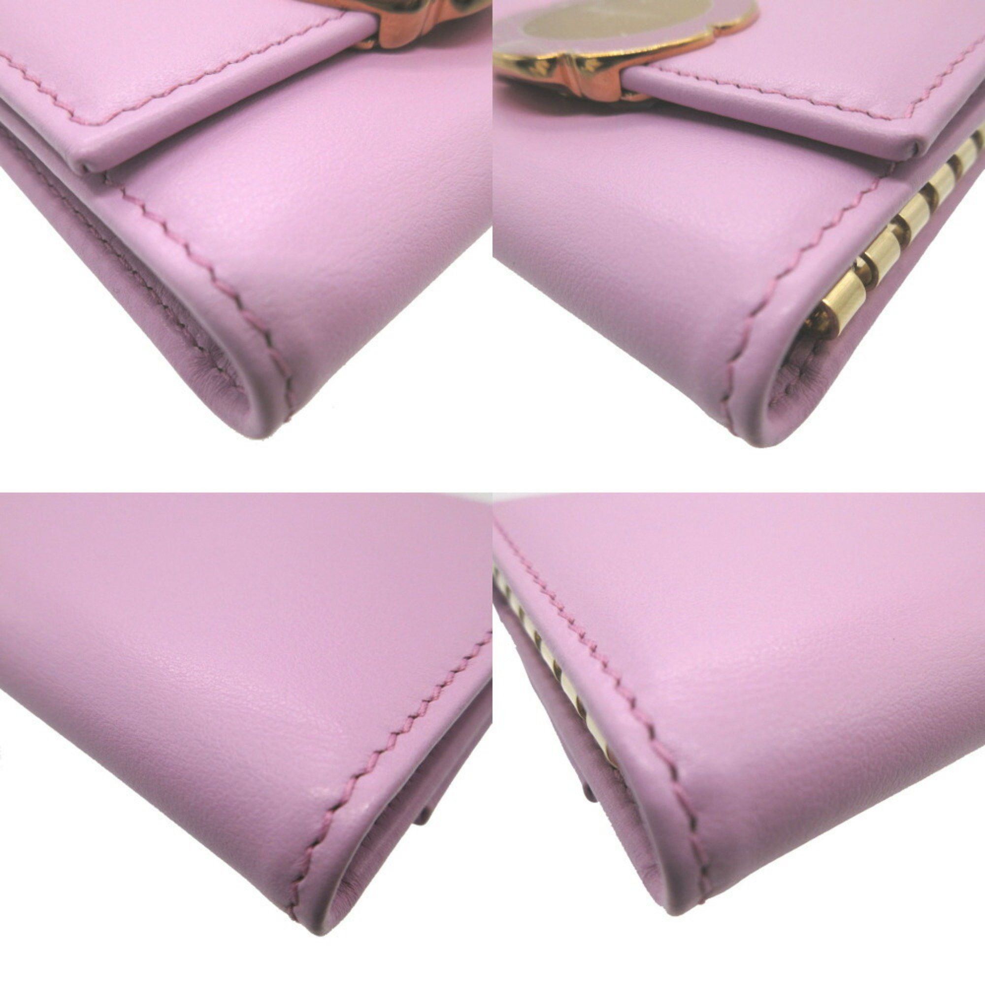 Salvatore Ferragamo Salvatore Ferragamo 22D162 Leather Pink 6-ring Key Case 0922Salvatore Size ONE SIZE - 9 Thumbnail