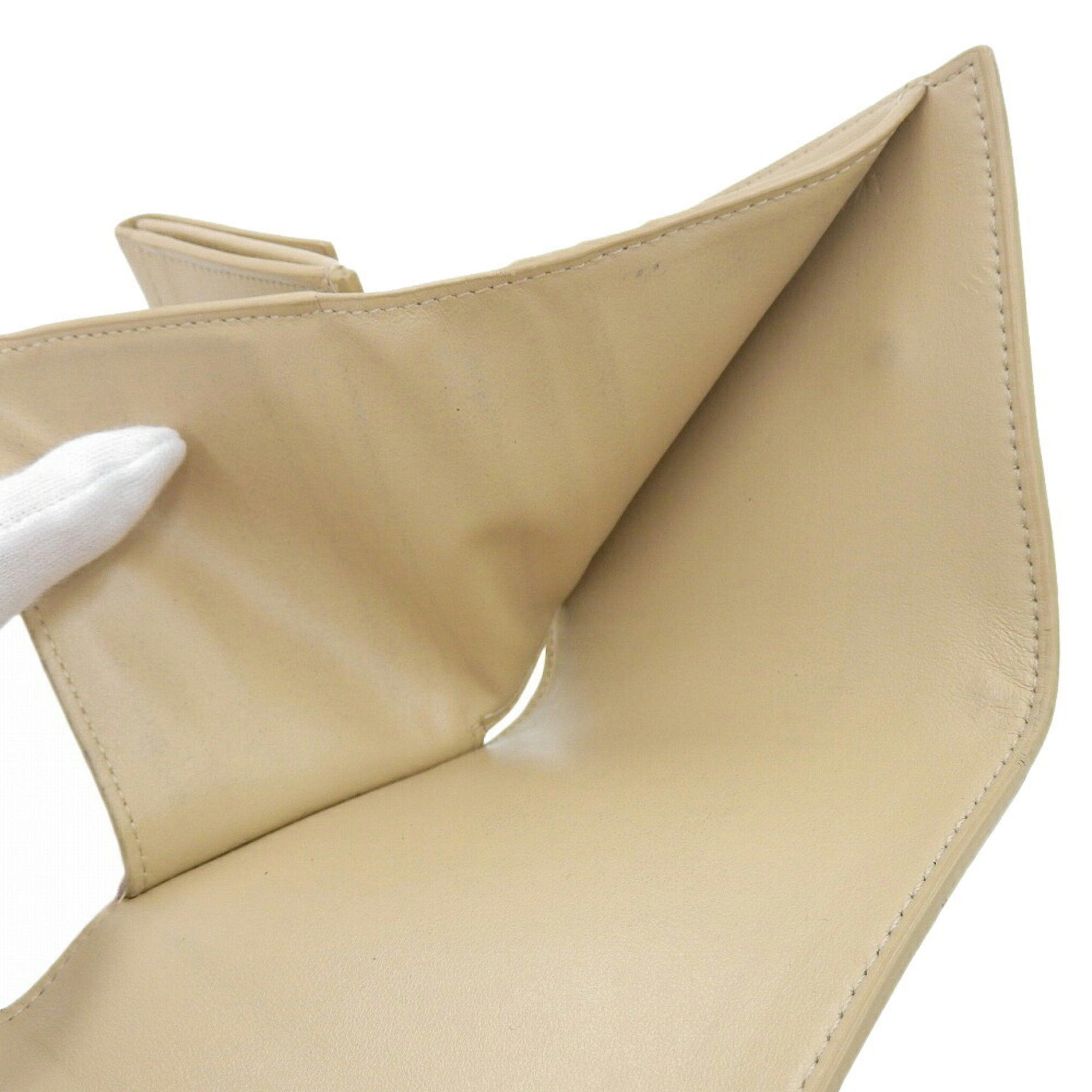 Celine CELINE Trifold Wallet 10B573BEL wallet Leather Beige Size ONE SIZE - 3 Thumbnail