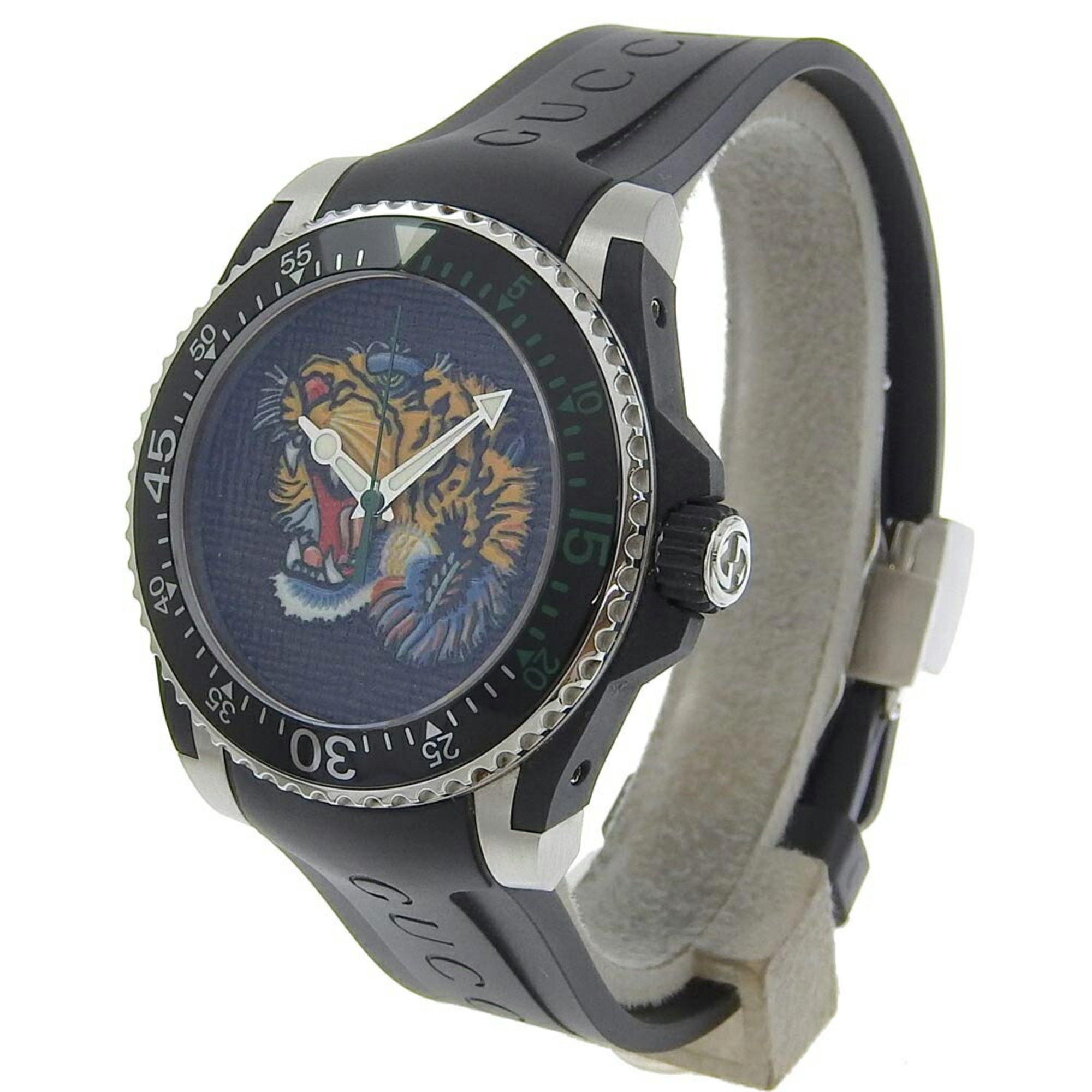 Gucci Gucci Dive 136 3 Black Dial Stainless Steel Rubber Quartz Battery Men's 40mm Wristwatch Tiger Animal Size ONE SIZE - 2 Thumbnail