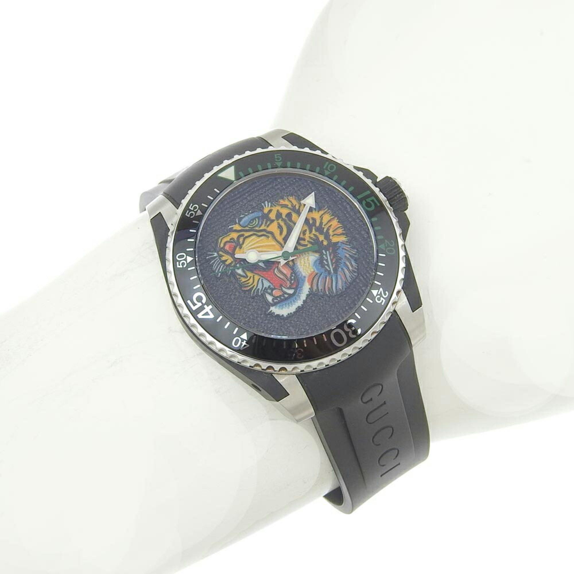 Gucci Gucci Dive 136 3 Black Dial Stainless Steel Rubber Quartz Battery Men's 40mm Wristwatch Tiger Animal Size ONE SIZE - 6 Thumbnail
