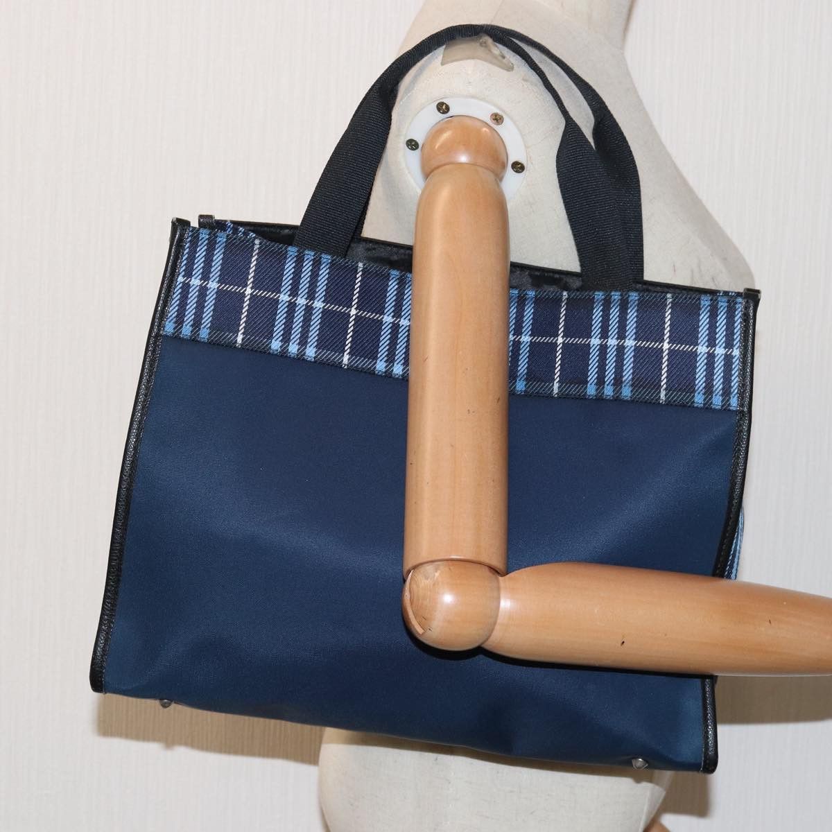 Burberry Nova Check Navy Synthetic Tote Bag (Pre-Owned) Size ONE SIZE - 7 Thumbnail