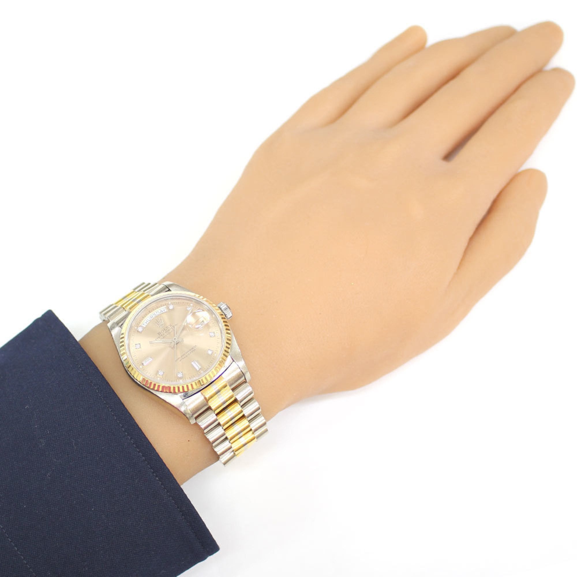 Rolex Rolex Day-Date Oyster Perpetual Watch 18K 18039B Automatic Men's ROLEX No. 90 1985 Toridoll 10P Diamond Overhauled Size ONE SIZE - 2 Thumbnail