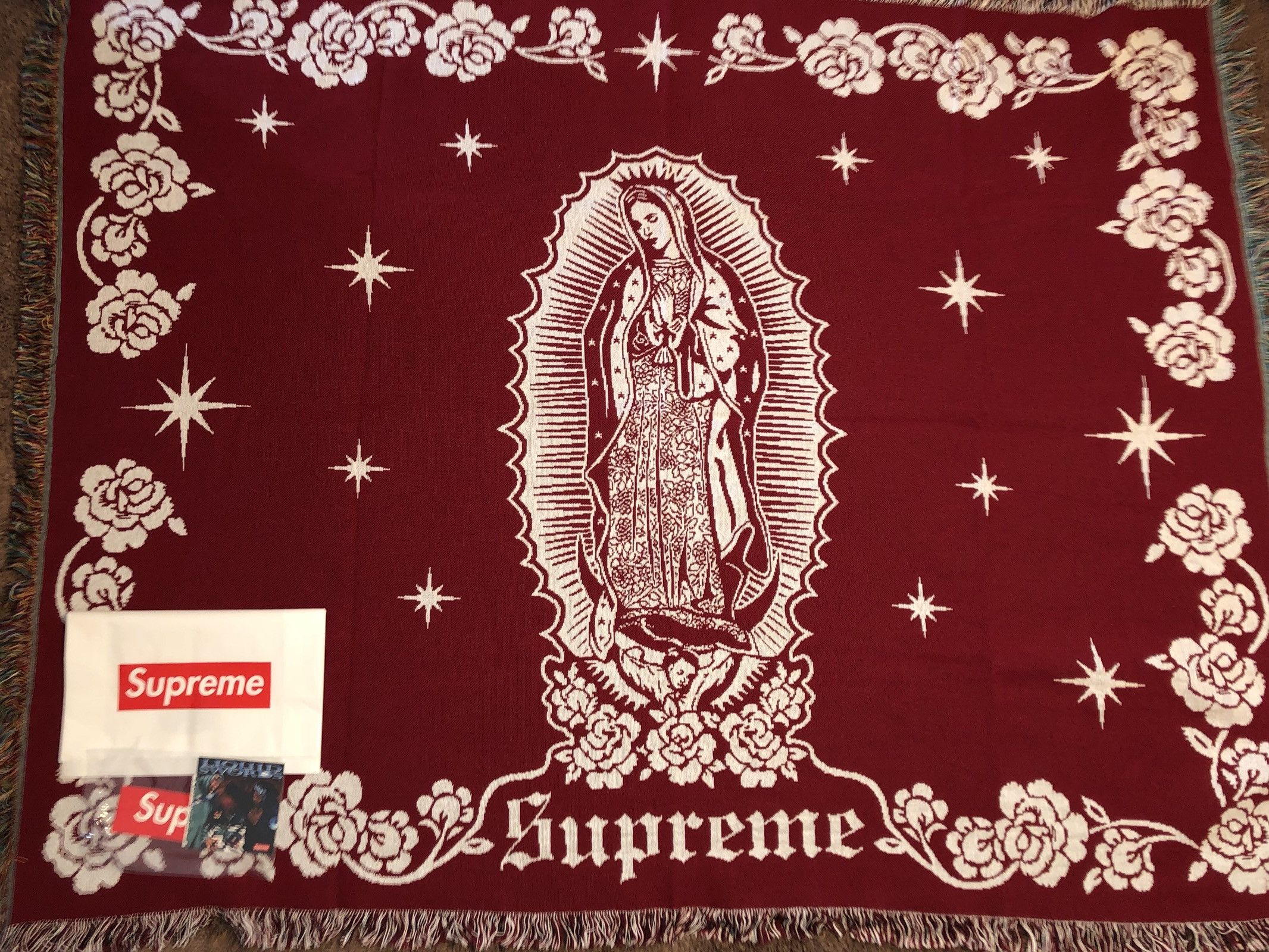 Supreme Supreme Virgin Mary Red Blanket | Grailed