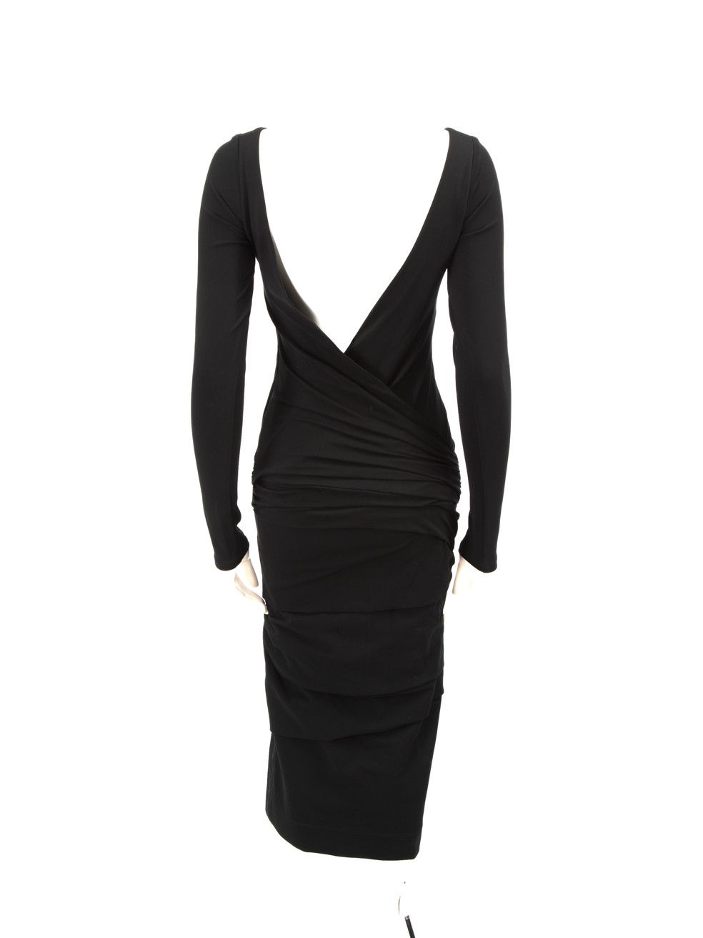 RAEY Black Ruffle Bodycon Open Back Midi Dress Size XS / US 0-2 / IT 36-38 - 3 Thumbnail