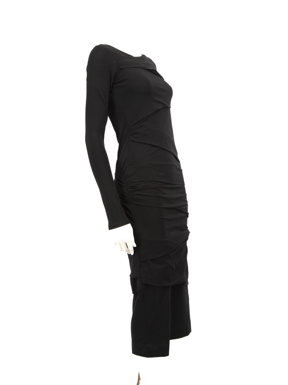 RAEY Black Ruffle Bodycon Open Back Midi Dress Size XS / US 0-2 / IT 36-38 - 2 Thumbnail