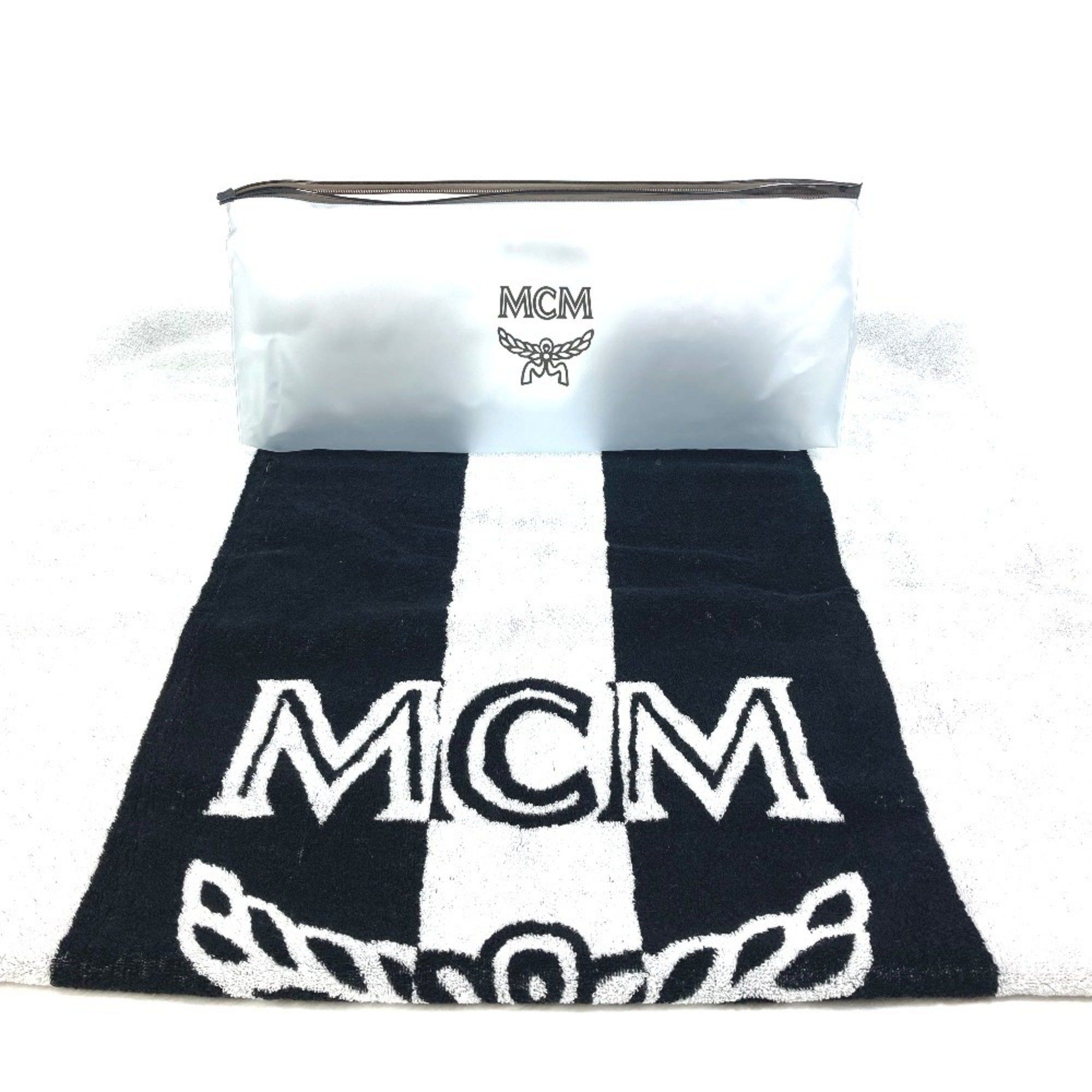 MCM MCM Bicolor Beach Towel Blanket Bath Cotton Men's Women's Black Size ONE SIZE - 8 Thumbnail