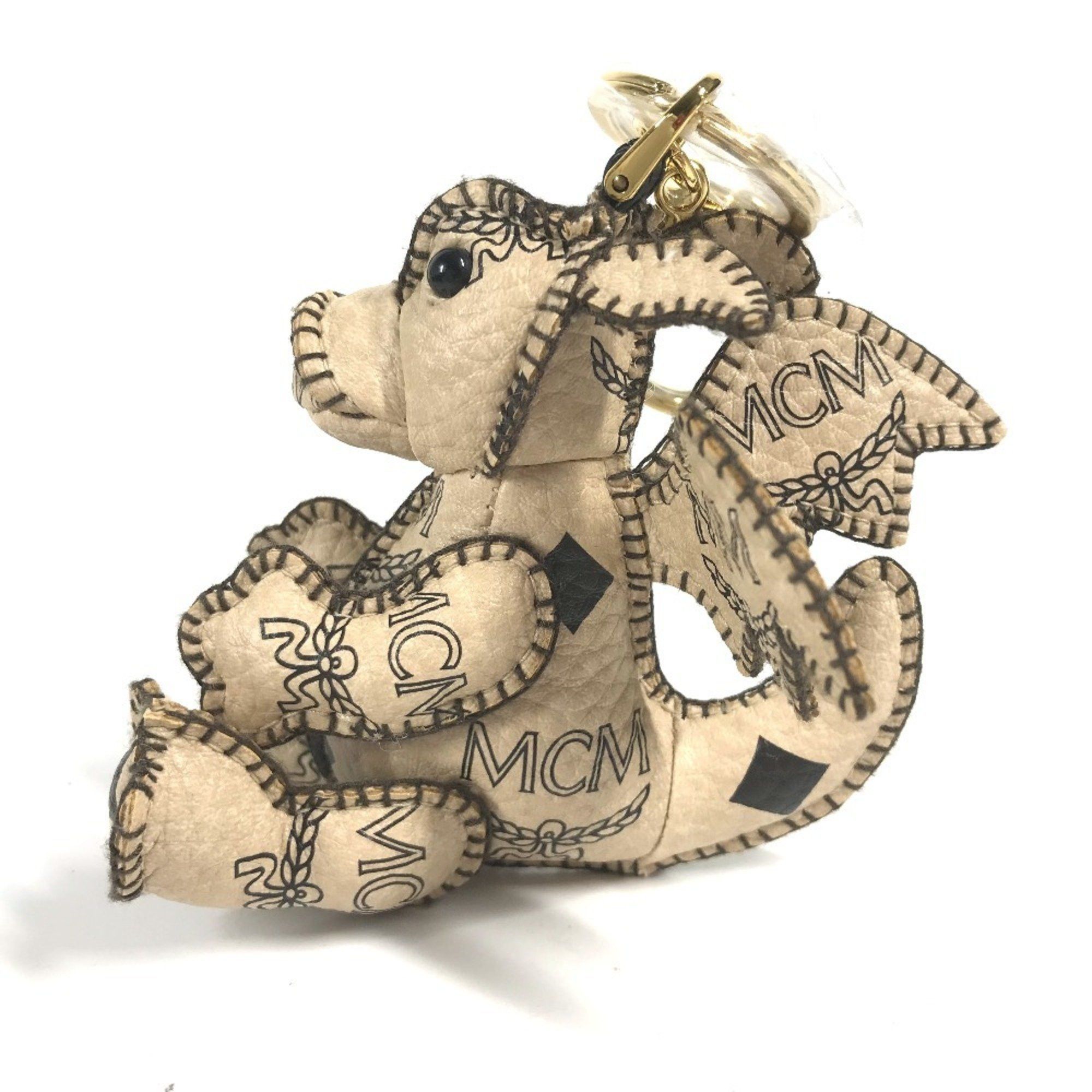 MCM MCM Visetos Dragon Bag Charm Keychain Leather Women's Beige Size ONE SIZE - 4 Thumbnail