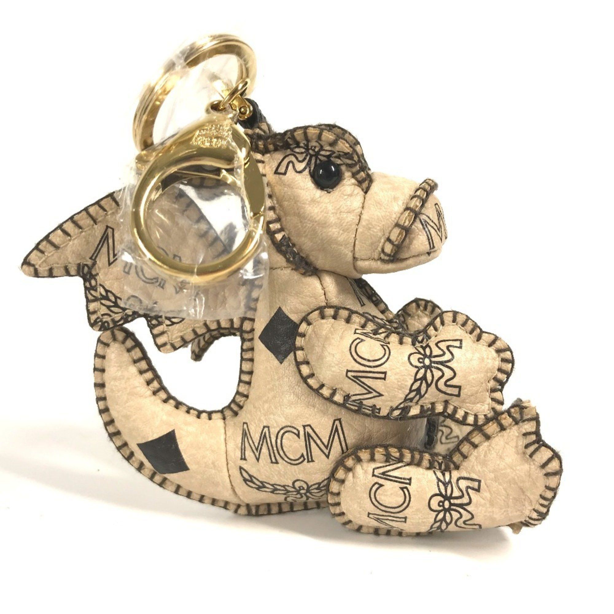 MCM MCM Visetos Dragon Bag Charm Keychain Leather Women's Beige Size ONE SIZE - 5 Thumbnail