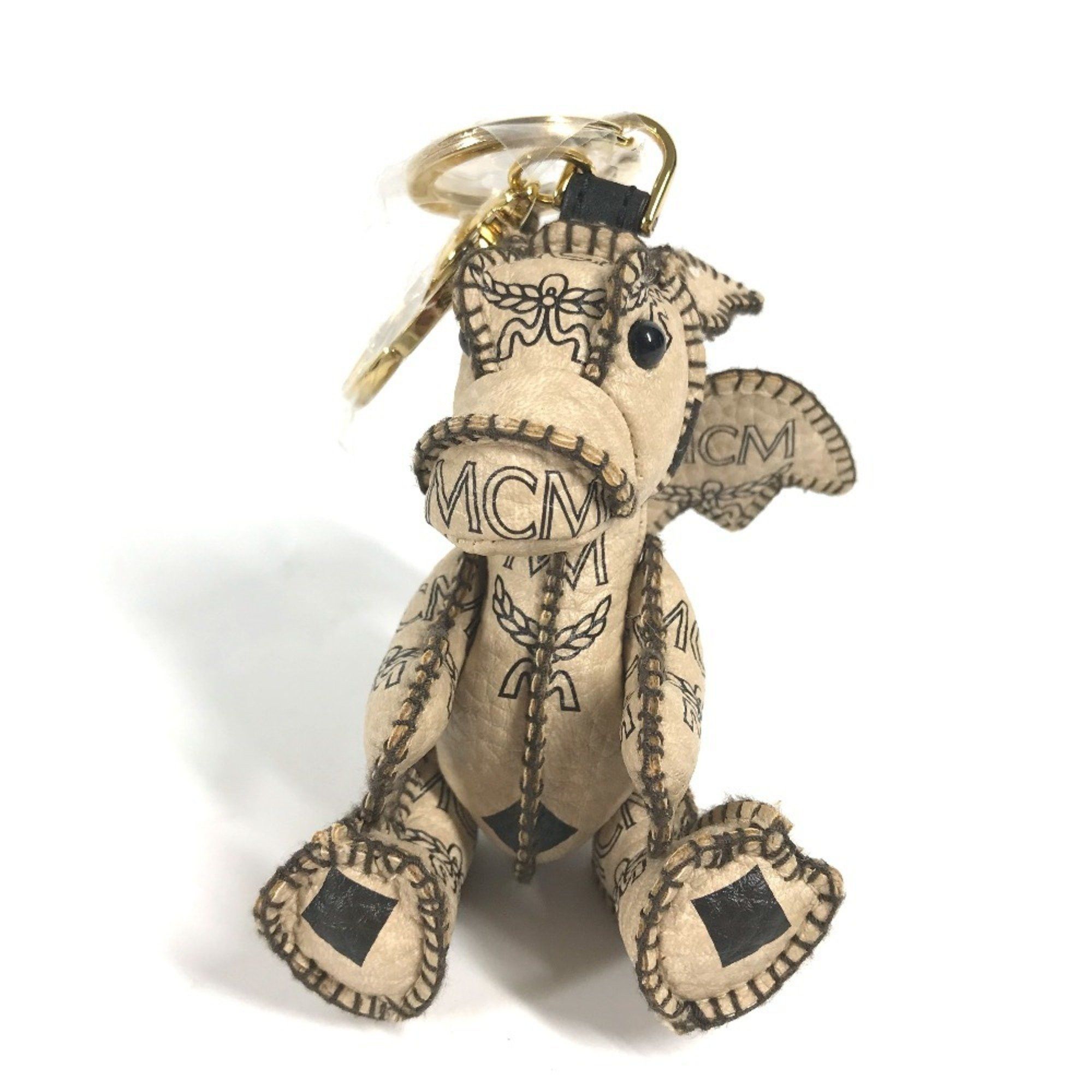 MCM MCM Visetos Dragon Bag Charm Keychain Leather Women's Beige Size ONE SIZE - 2 Thumbnail