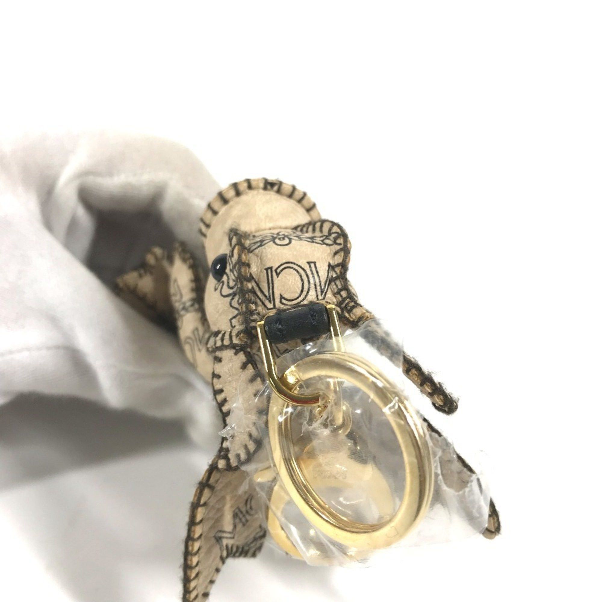 MCM MCM Visetos Dragon Bag Charm Keychain Leather Women's Beige Size ONE SIZE - 9 Thumbnail