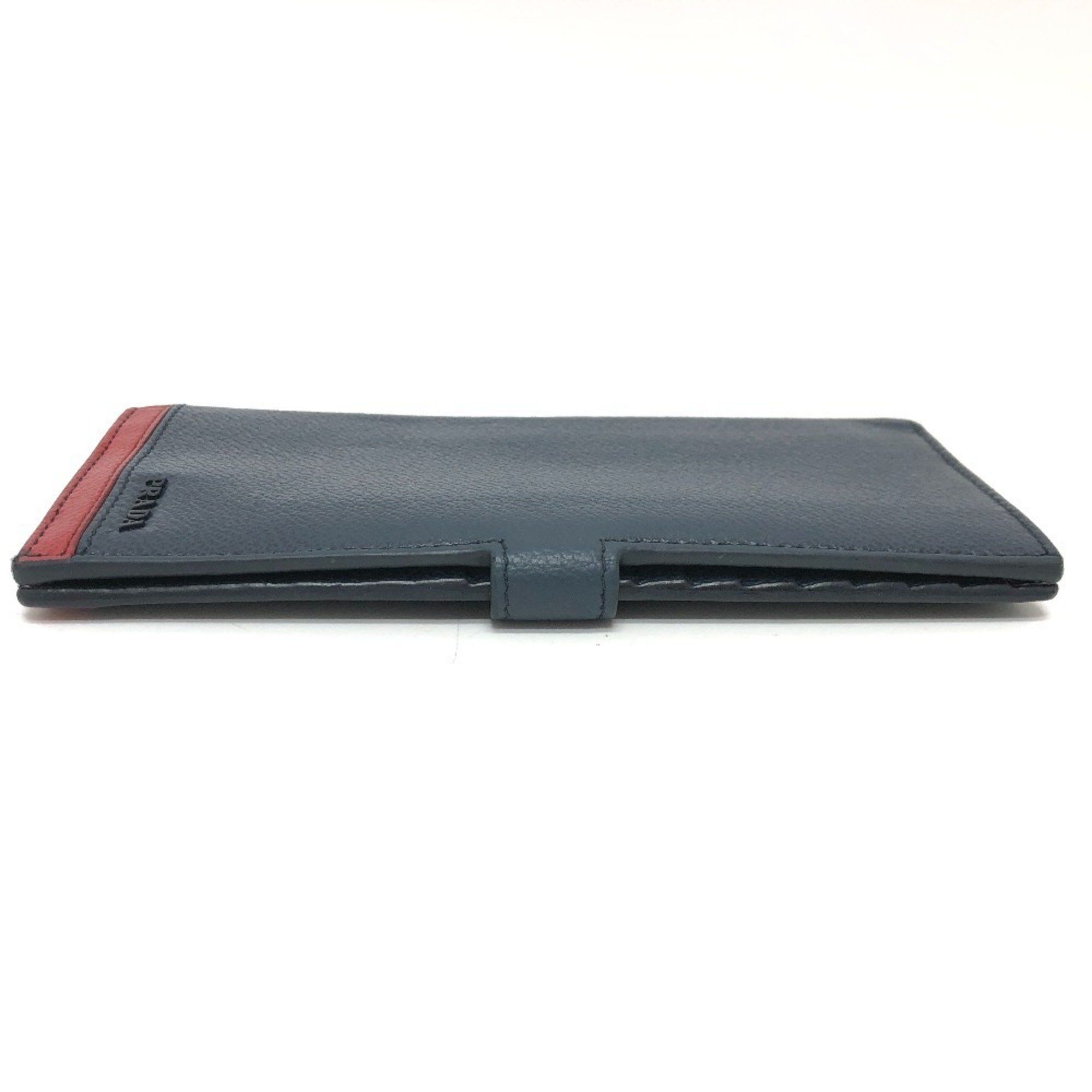 Prada PRADA 2MV015 Vitello Micro Grey Bi-fold Long Wallet Leather Women's Blue Size ONE SIZE - 4 Thumbnail