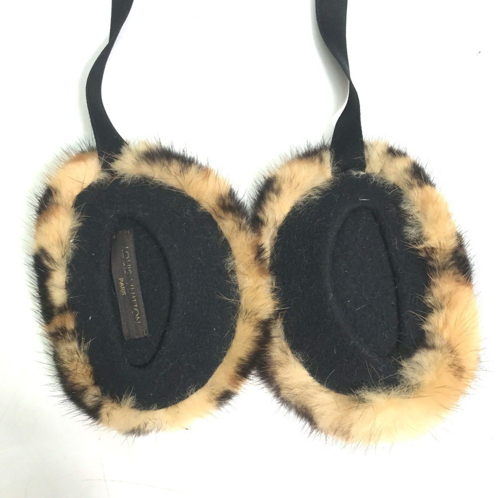 Louis Vuitton Louis Vuitton fur leopard print earmuffs ladies brown Size ONE SIZE - 4 Thumbnail