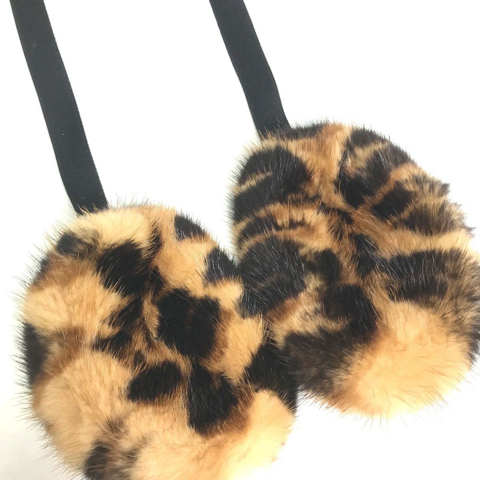 Louis Vuitton Louis Vuitton fur leopard print earmuffs ladies brown Size ONE SIZE - 2 Thumbnail