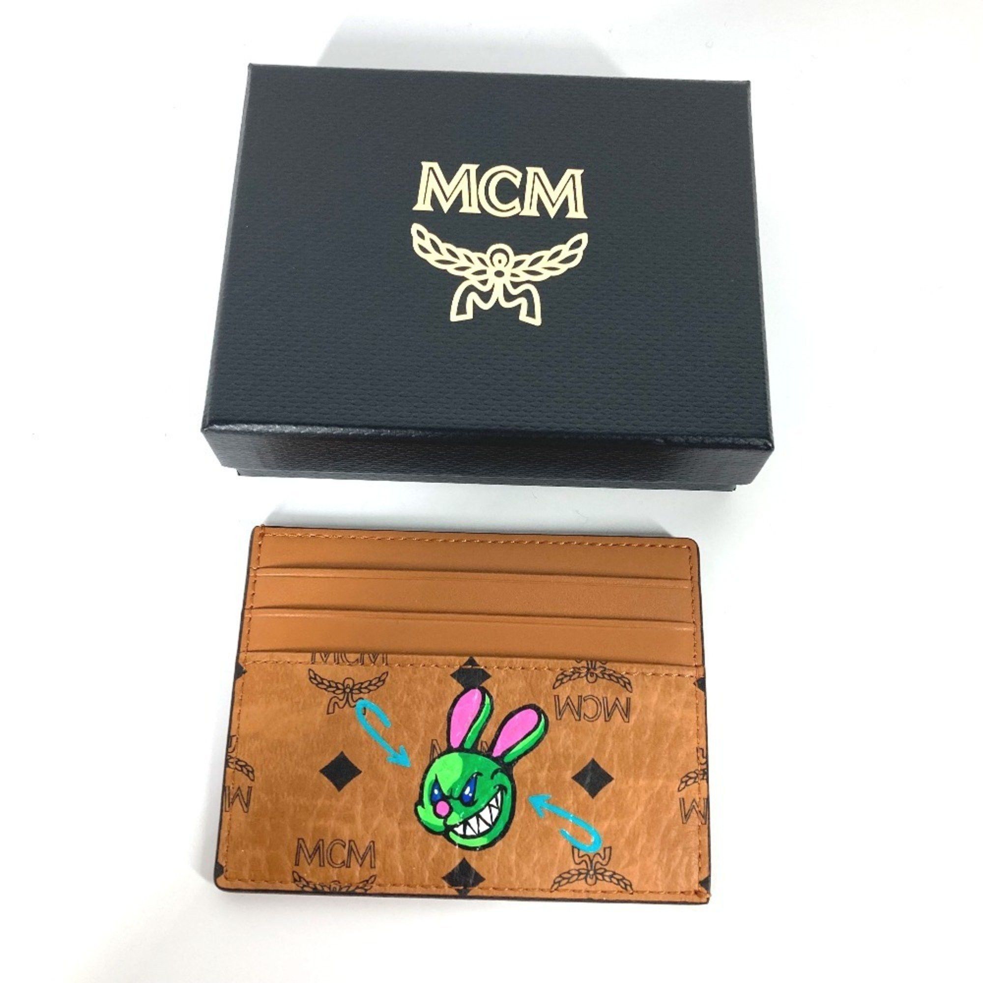 MCM MCM Business Card Holder Pass Case Visetos Rabbit SAMBYPEN Collaboration Sambypen Holder/Card Leather Brown Men's Size ONE SIZE - 4 Thumbnail