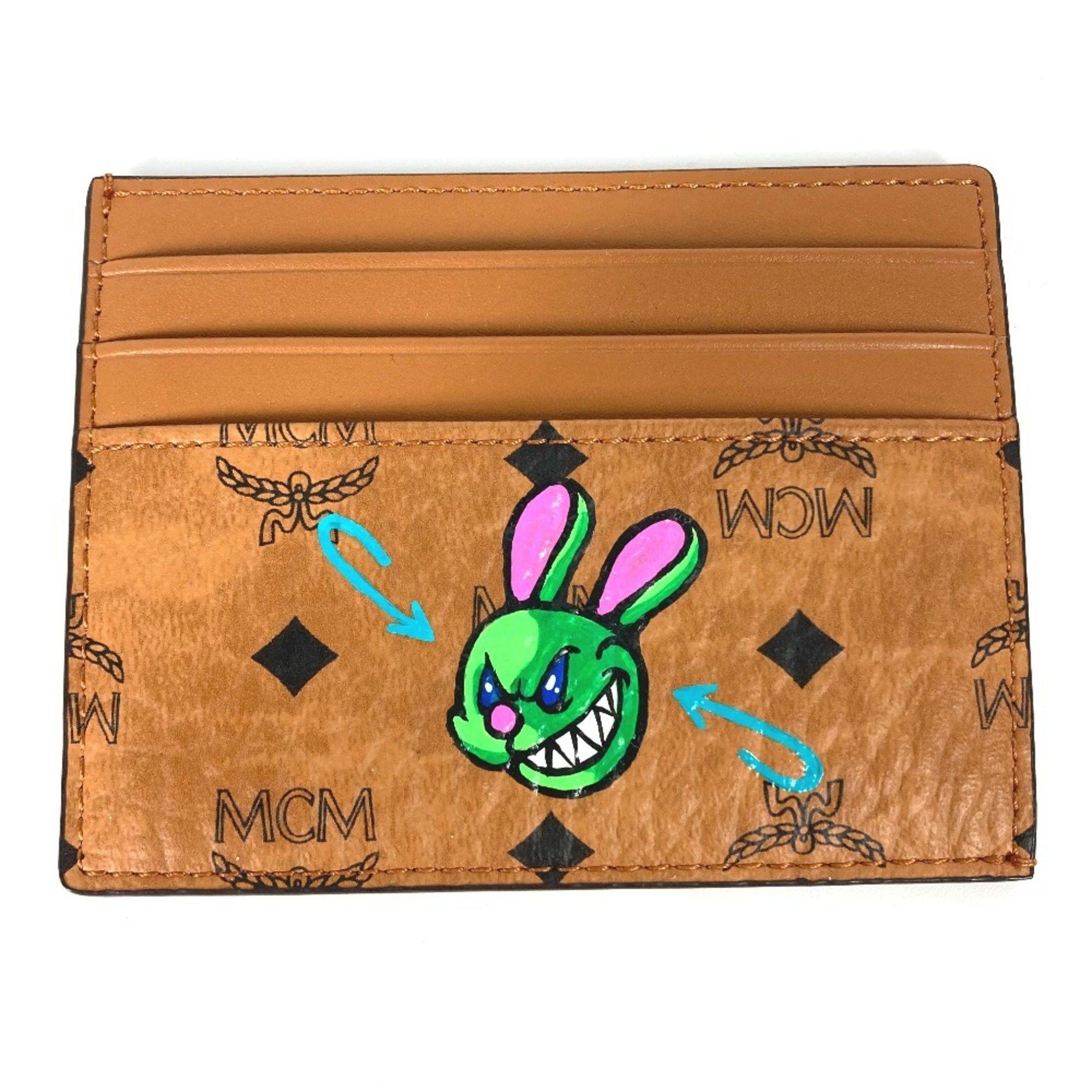MCM MCM Business Card Holder Pass Case Visetos Rabbit SAMBYPEN Collaboration Sambypen Holder/Card Leather Brown Men's Size ONE SIZE - 9 Thumbnail