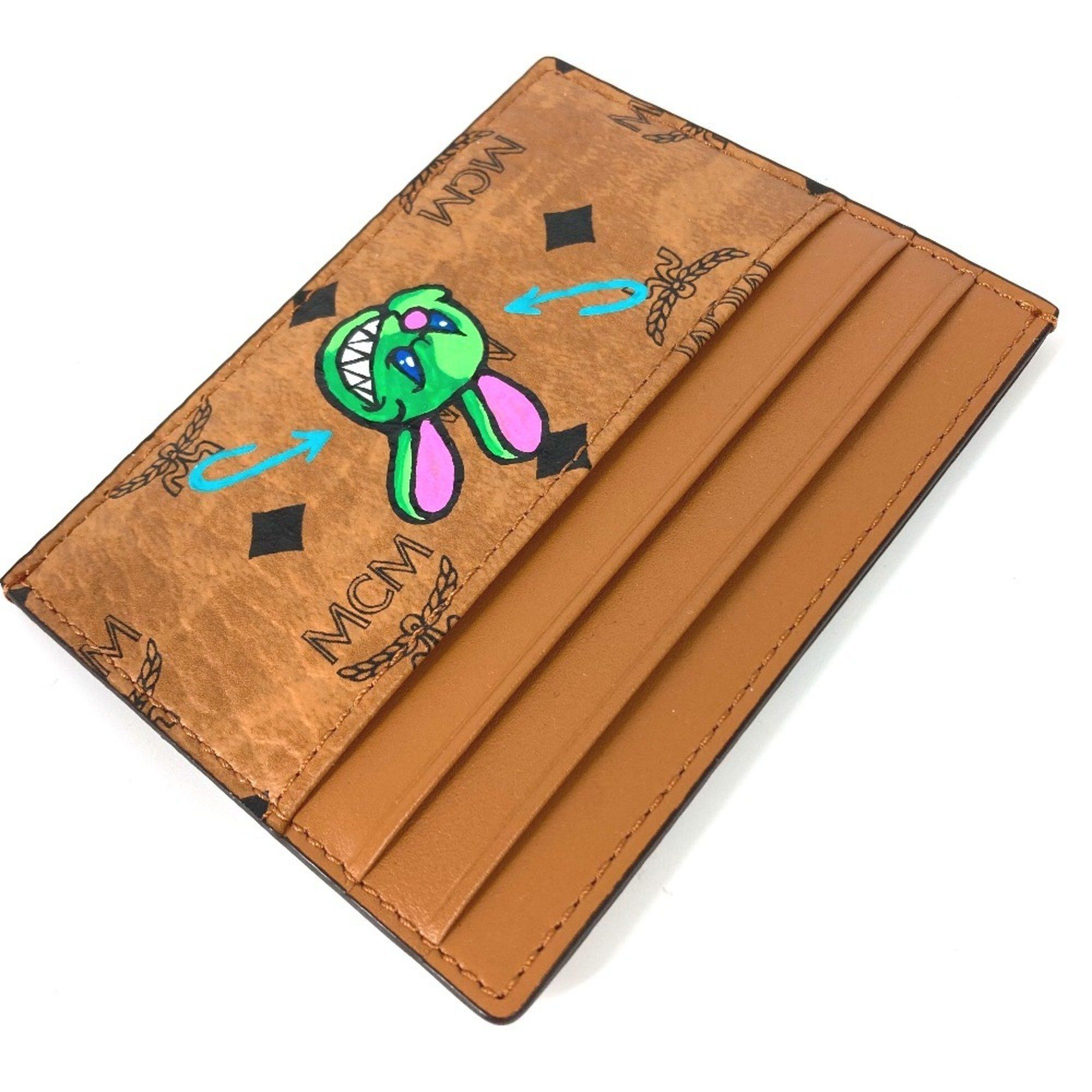 MCM MCM Business Card Holder Pass Case Visetos Rabbit SAMBYPEN Collaboration Sambypen Holder/Card Leather Brown Men's Size ONE SIZE - 3 Thumbnail
