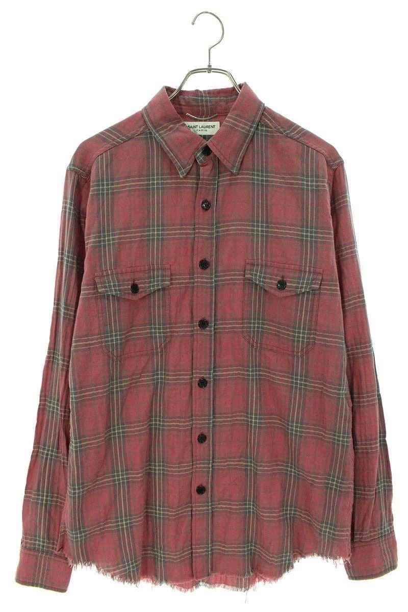 Saint Laurent Paris Saint Laurent Paris Pink checkered frayed edges damage shirt Size US M / EU 48-50 / 2 - 4 Thumbnail