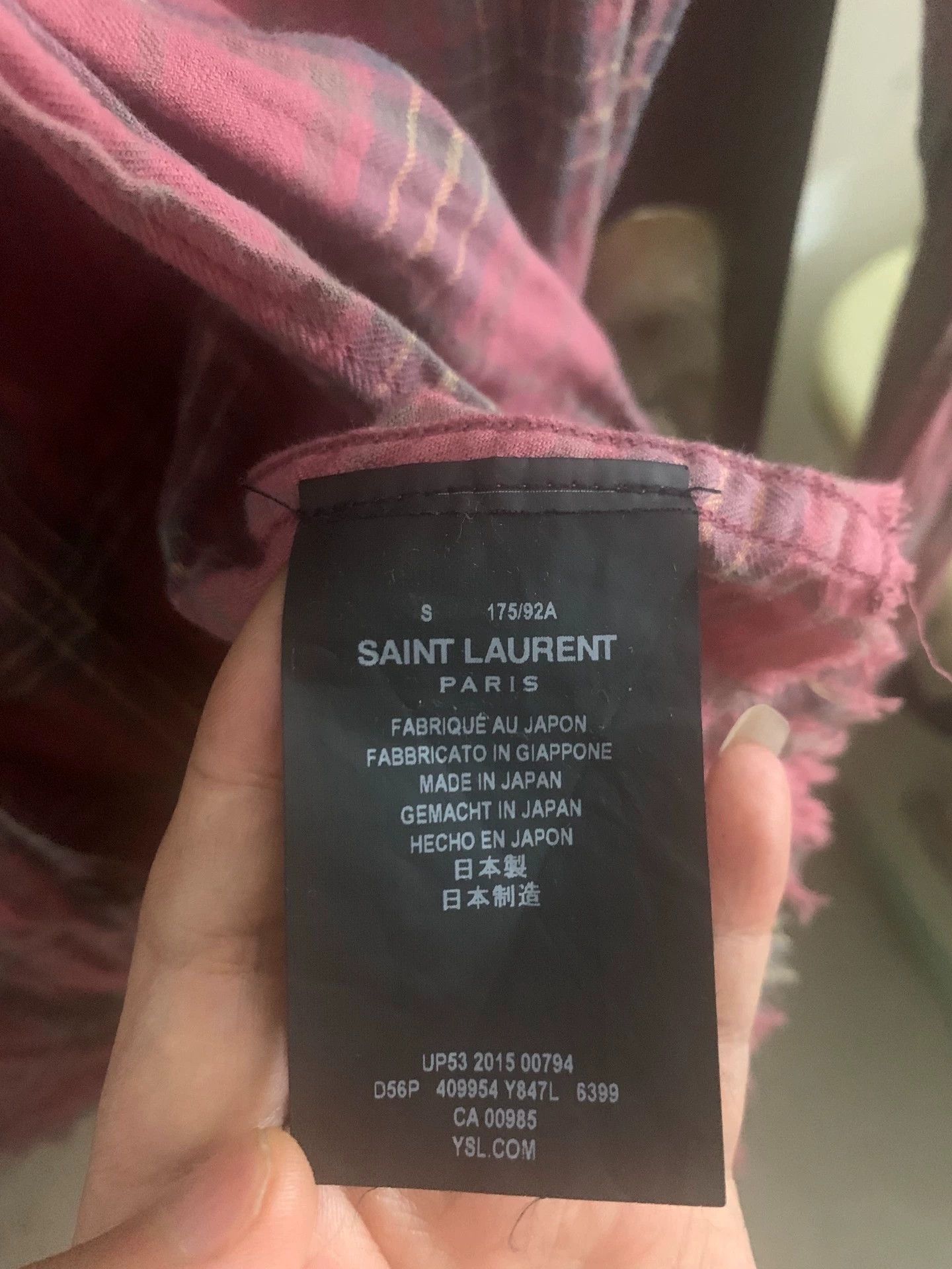 Saint Laurent Paris Saint Laurent Paris Pink checkered frayed edges damage shirt Size US M / EU 48-50 / 2 - 2 Thumbnail