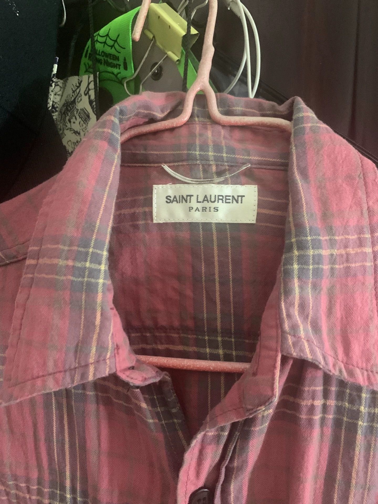 Saint Laurent Paris Saint Laurent Paris Pink checkered frayed edges damage shirt Size US M / EU 48-50 / 2 - 3 Thumbnail