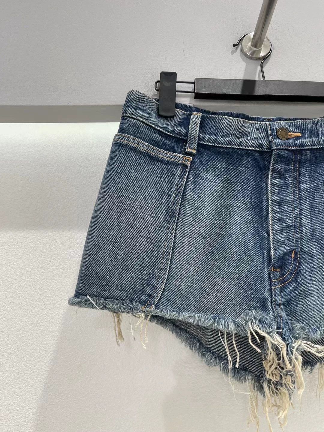 Saint Laurent Paris Saint Laurent Paris Fringed denim shorts Size US 27 - 3 Thumbnail