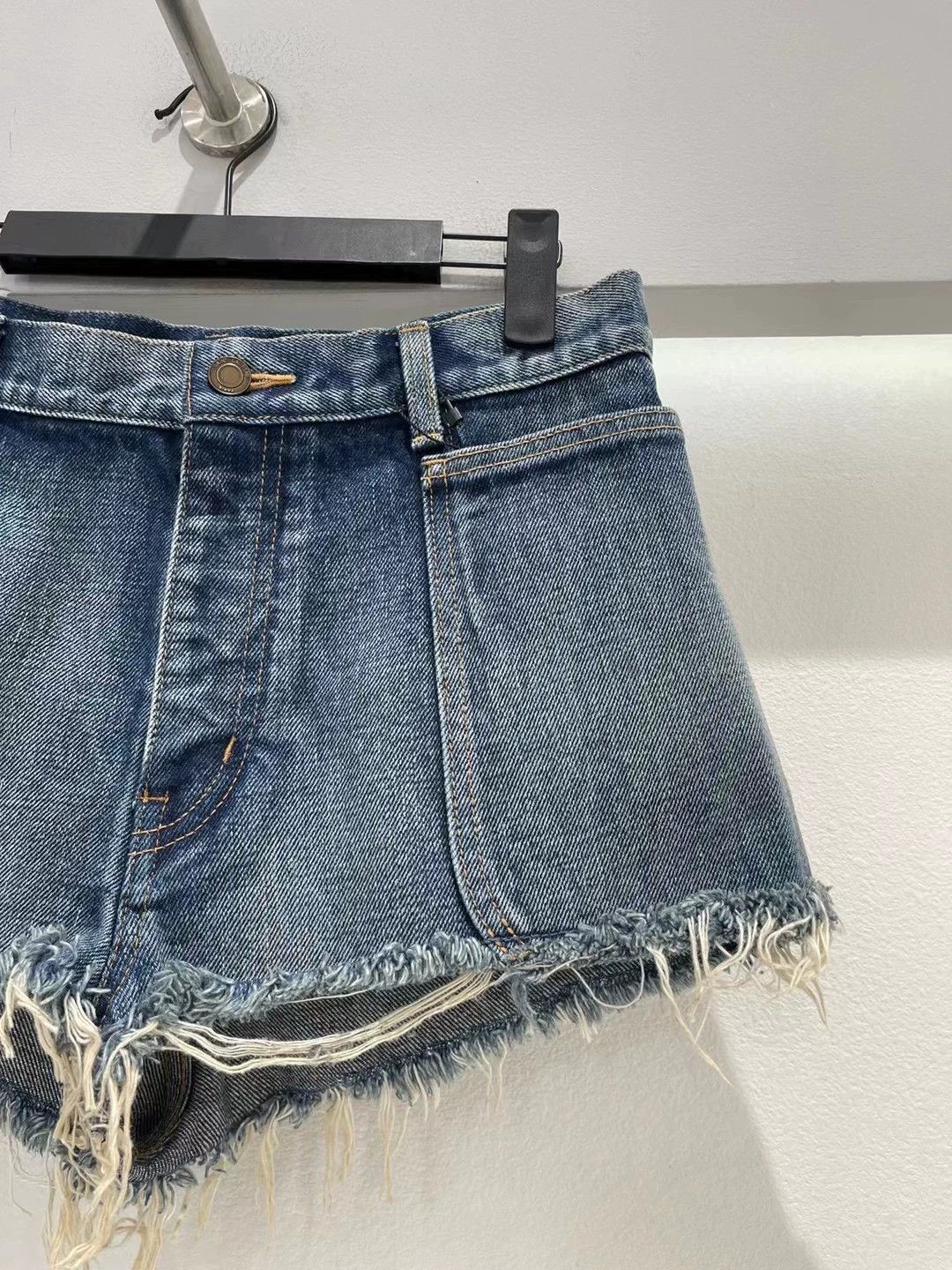 Saint Laurent Paris Saint Laurent Paris Fringed denim shorts Size US 27 - 4 Thumbnail